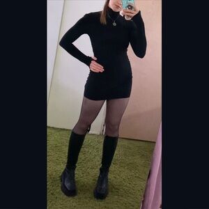 Norma Kamali Black Long-Sleeve Mini Dress